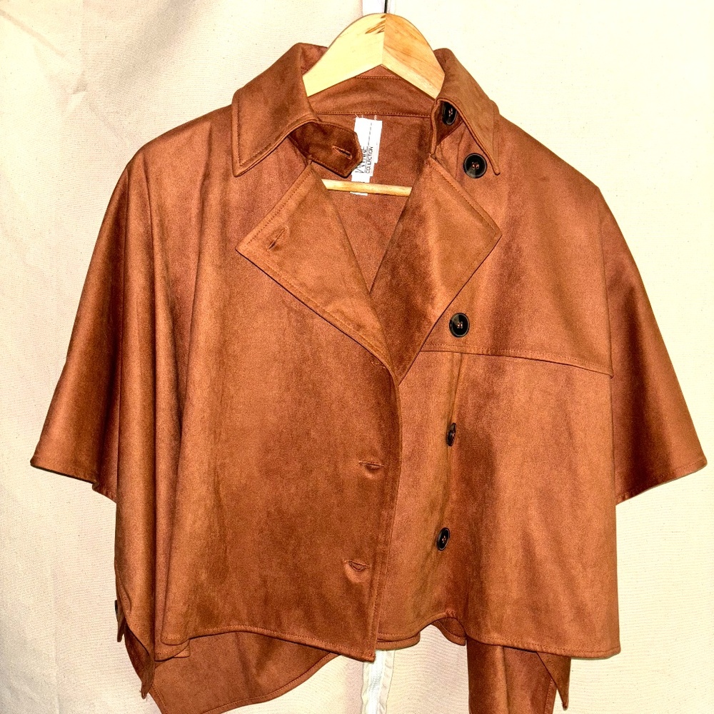 Wynne Collection Women's Mock Trench Coat/Jacket Orange XXS